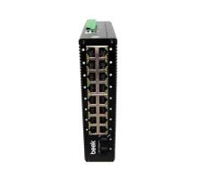 Beek Yönetilebilir L2+ Endüstriyel PoE Switch<br>
16 x 10/100/1000T IEEE802.3af/at PoE+ port (Port başına 30.8 watt) (PoE Güç Bütçesi maks. 240 Watt)<br>
2 x 1/10G SFP+<br>
Din-Ray montajına uygun<br>
Beek 16 port Gigabit Industria