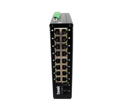 Beek Yönetilebilir L2+ Endüstriyel PoE Switch<br>
16 x 10/100/1000T IEEE802.3af/at PoE+ port (Port başına 30.8 watt) (PoE Güç Bütçesi maks. 240 Watt)<br>
2 x 1/10G SFP+<br>
Din-Ray montajına uygun<br>
Beek 16 port Gigabit Industria