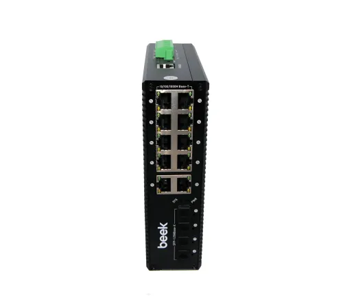 Beek Yönetilebilir L2+ Endüstriyel PoE Switch<br>
8 x 10/100/1000T IEEE802.3af/at PoE+ port (Port başına 30.8 watt) (PoE Güç Bütçesi maks. 240 Watt)<br>
2 x 10/100/1000T (Combo)<br>
4 x 1/10G SFP+<br>
Din-Ray montajına uygun<br&