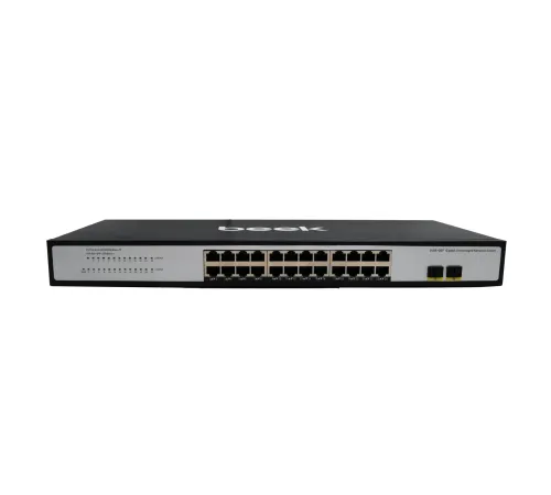 Beek Yönetilemeyen Gigabit Switch<br>
24 x 10/100/1000Mbps port<br>
2 x 1000Base-X SFP yuva<br>
Fansız<br>
Beek 24 Ports Gigabit Ethernet Switch with 2G SFP