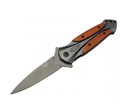 Benchmade DA27B Gri Sivri Kamp Çakı 20cm - Yarı , Kutulu, Ahşap - Metal Sap