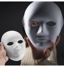 Beyaz Renk Boyanabilir Anonim Tam Yüz Cosplay Maske 24x18 cm