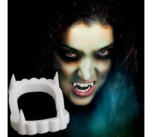 Beyaz Renk Çift Damak Takma Vampir Dişi