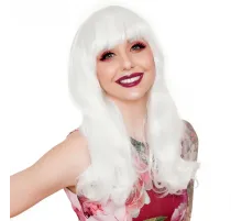 Beyaz Renk Kahküllü Dalgalı Uzun Parti Peruğu