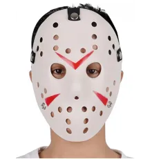 Beyaz Renk Kırmızı Çizgili Tam Yüz Hokey Jason Maskesi Hannibal Maskesi