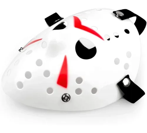 Beyaz Renk Kırmızı Çizgili Tam Yüz Hokey Jason Maskesi Hannibal Maskesi