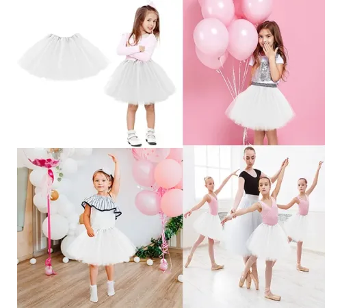 Beyaz Renk Tütü Etek Bale Eteği Gösteri Eteği Çocuk Bebek Boy