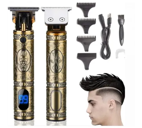 Boruit Pro 2 İN 1 Vintage Traş Makinesi Şarjlı Dijital Göstergeli Aliminyum Gövde