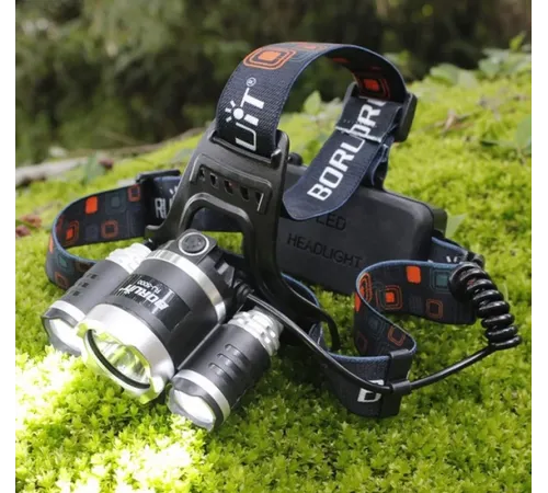 Boruit T6 Kafa Feneri 5000 Lumens 3Xcree Xm-T6+2R5 Lamba Led Kamp Lambası