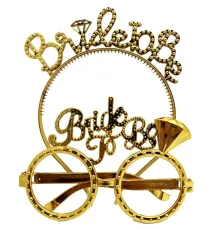 Bride To Be Yazılı Taç ve Bride To Be Yazılı Gözlük Seti Altın Renk