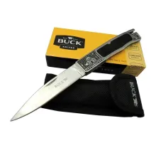 Buck Knives BK-001BRV Kamp Çakı 23 cm - Metal İşlemeli Sap, Kılıflı