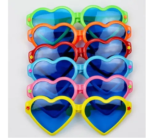 Büyük Kalp Parti Gözlüğü Karışık 12 Adet