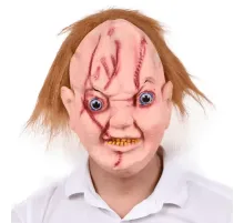 Çaki Maskesi Kahverengi Saçlı Lateks Et Chucky Çaki Maskesi