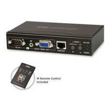 Cat 5 VGA Sinyal Uzatma Cihazı, 450 metre*, Hoparlör ve Mikrofon bağlanabilir  (VGA Over Cat 5 Repeater + Audio), Infrared Uzaktan Kumanda Ünitesi ile birlikte