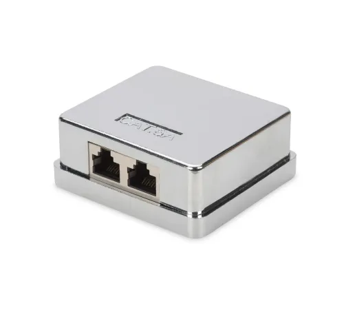 CAT 6A Sıva Üstü 2’li Kutu, Keystone Modül dahil, Zırhlı/Shielded