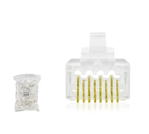 Cat6 Konnektör Ez Rj45 Delikli 100Lü Paket Şeffaf HDX5063