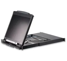 Çift Sürgülü Kasaya Sahip, 1U yüksekliğinde, kabin tipi, 19" LCD Ekran, Touchpad’i ve Türkçe Klavye&#039;si Bulunan, 16 Port PS/2-USB KVMP™ (Periferi/ Çevre Cihazlarla (USB) Bağlantı Kurabilir) Switch