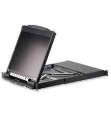 Çift Sürgülü Kasaya Sahip, 1U yüksekliğinde, kabin tipi, 19" LCD Ekran, Touchpad’i ve Türkçe Klavye&#039;si Bulunan, 16 Port PS/2-USB KVMP™ (Periferi/ Çevre Cihazlarla (USB) Bağlantı Kurabilir) Switch