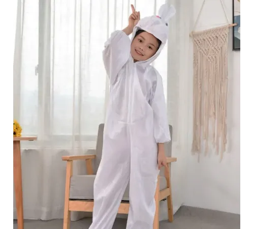Çocuk Tavşan Kostümü Beyaz Renk 2-3 Yaş 80 cm