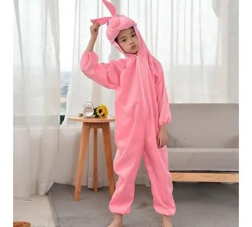 Çocuk Tavşan Kostümü Pembe Renk 4-5 Yaş 100 cm