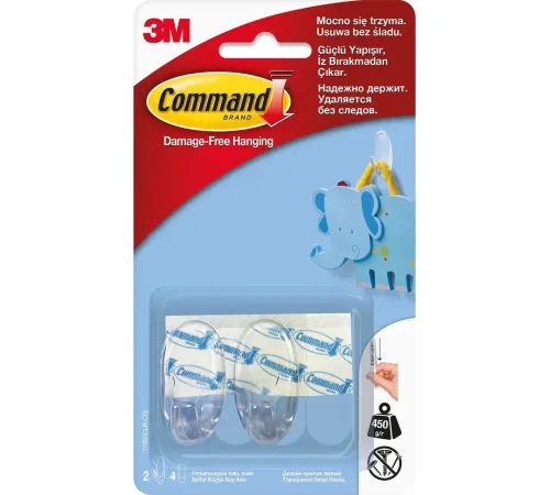 Command 17092CLR-CEE Command Küçük Boy Şeffaf Askı