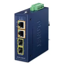 Compact Industrial 2-Port 100/1000X SFP to 2-Port 10/100/1000T 802.3at PoE+ Media Converter