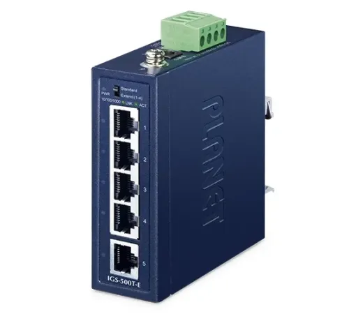 Compact Industrial 5-Port 10/100/1000T Ethernet Switch (-40~75 degrees C)