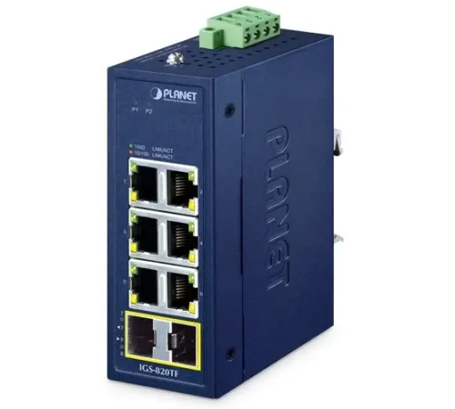 Compact Industrial 6-Port 10/100/1000T + 2-Port 100/1000X SFP Ethernet Switch