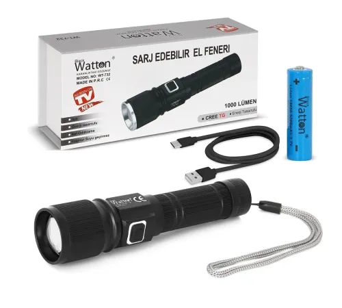 Cree TG Led 1000 Lümen Göstergeli Fonksiyonel El Feneri Wt-732