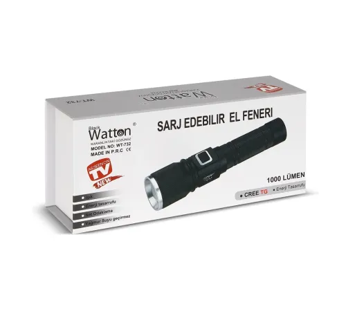 Cree TG Led 1000 Lümen Göstergeli Fonksiyonel El Feneri Wt-732