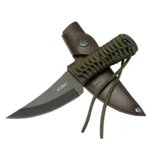 Crkt Scrub Fixed 2712 BK Siyah Kamp / Outdoor Bıçak 22,5cm - İpli Sap, Deri Kılıflı