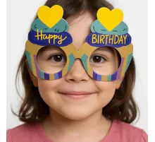 Cupcake Temalı Doğum Günü Renkli Karton Happy Birthday Gözlüğü 6 Adet