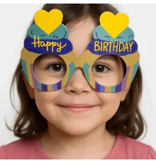 Cupcake Temalı Doğum Günü Renkli Karton Happy Birthday Gözlüğü 6 Adet