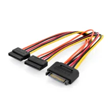 Dahili Y-güç kaynağı kablosu, Erkek/Dişi/Dişi, 0.3 metre,SATA 15-pin - 2 x SATA 15-pin<br>
Internal Y-power supply cable M/F/F, 0.3m, SATA 15-pin - 2x SATA 15-pin