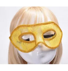 Dantel Tül Malzemeden İmal Sarı Renk Balo Parti Maskesi Venedik
