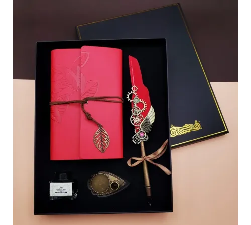 Defterli Divit Kalem Seti Kırmızı