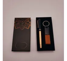 Deri Anahtarlık Ve Bakır Roller Kalem Seti