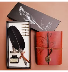 Deri Hatıra Defteri Ve Divit Mürekkepli Kalem Seti