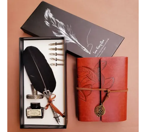 Deri Hatıra Defteri Ve Divit Mürekkepli Kalem Seti