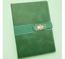 Deri Kapaklı Çizgili Not Defteri Yeşil