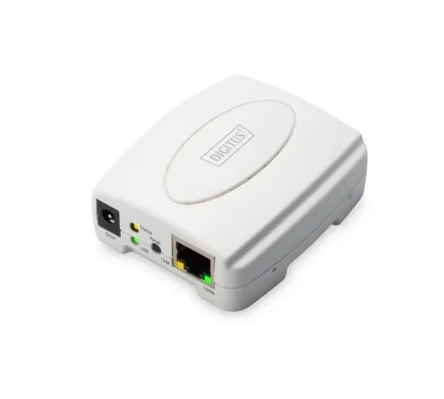 Digitus 1 port Fast Ethernet Print Server, 1 x USB 2.0 port, 1 x RJ45<br>
Digitus USB Print Server, 1-Port 1x RJ45, 1x USB A, USB 2.0