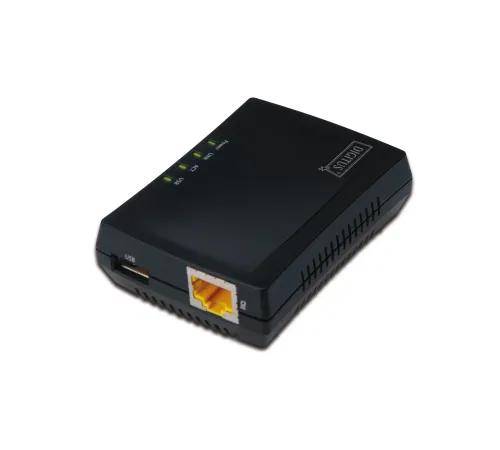 Digitus 1-Port USB 2.0 Çok Fonksiyonlu Network Server<br>
NAS özelliği<br>
Network USB Hub özelliği<br>
1 x 10/100 Mbps port<br>
1 x USB 2.0 dişi yuva<br>
Multifunction USB Network Server, 1-port Network USB Hub, NAS, Print S