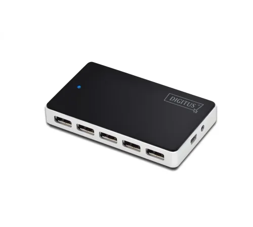 Digitus 10 Port USB Hub, USB 2.0, güç adaptörlü, plastik
