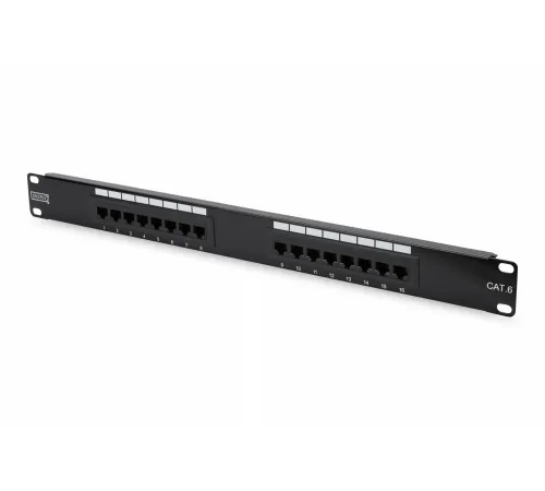 Digitus 19 Inch 16 Port Cat-6 UTP Patch Panel, 50 μ (Mikron), Altın Kontak, Zırhsız