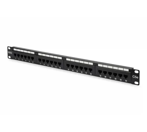 Digitus 19 Inch 24 Port Cat-5E UTP Patch Panel, 50 μ (Mikron), Altın Kontak, Zırhsız