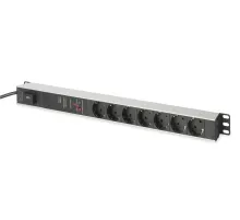 Digitus 1U Alüminyum PDU/Power Distribution Unit (Elektrik Güç Dağıtım Ünitesi), Kabin Tipi, 16A, 4000W, 250VAC 50/60Hz, 7 x CEE 7/7 priz, 2 metre kablolu
