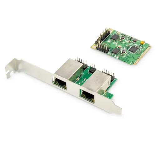Digitus 2 Port Gigabit Ethernet mini PCI Express Kart, single lane, düşük profil bracket, Realtek çip takımı<br>
Digitus 2-port Gigabit Ethernet mini PCI Express Card single lane, low profile bracket, Realtek chipset