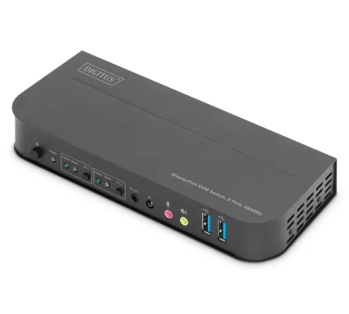 Digitus 2 Port USB 3.0 DisplayPort KVM Switch, 4K60Hz, KVM (Keyboard/Video Monitor/Mouse) Periferi (Çevre Cihazlarla (USB) Bağlantı Kurabilir) Switch, KVM bağlantı kablosu ürün beraberinde gelmektedir<br>
Digitus 2 Port USB 3.0 DisplayPort KVM Switc