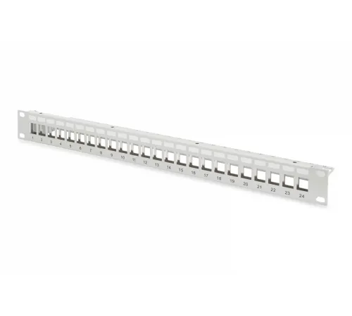 Digitus 24 Port Boş Patch Panel, Zırhlı, 1U Yüksekliğinde, Gri Renk