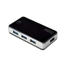 Digitus 4 Port USB 3.0 Hub, siyah/gümüş renk, plastik, güç adaptörlü